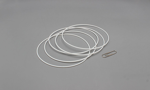 Several O-rings placed next to a paperclip